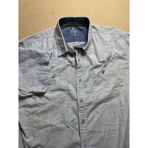Kuhl Shirt‎ Adult blue Large Born In The Mountains  Short Sleeve Button …